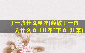 丁一舟什么星座(赖敏丁一舟为什么 🐈 不*
下 🦉 来)